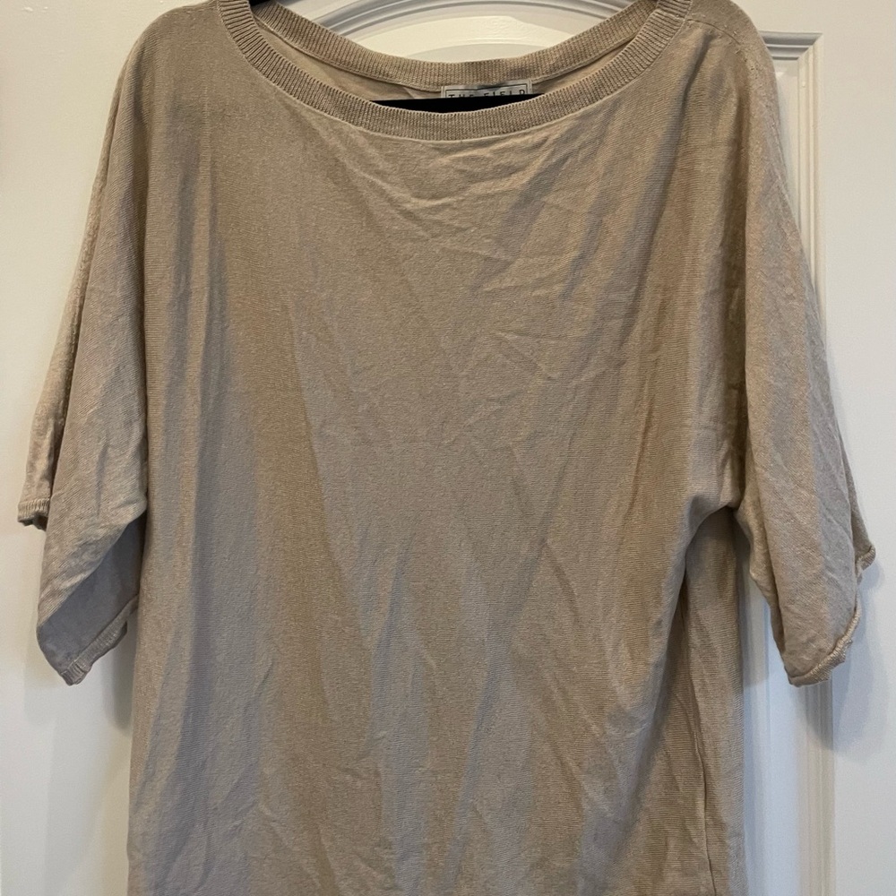 Casual Beige Oversized Top